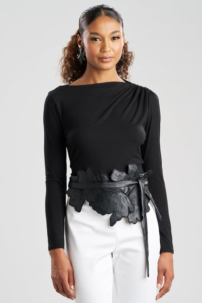 NATORI Vegan Luxe Lambskin Embroidered 3D Obi Belt