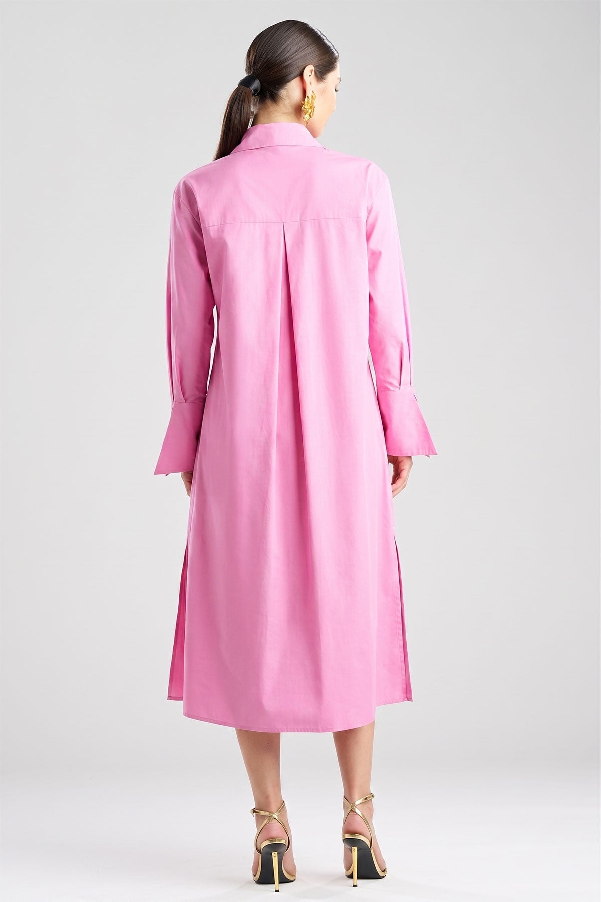 NATORI Tech Cotton Taffeta Tunnel Belted Trapeze Dress
