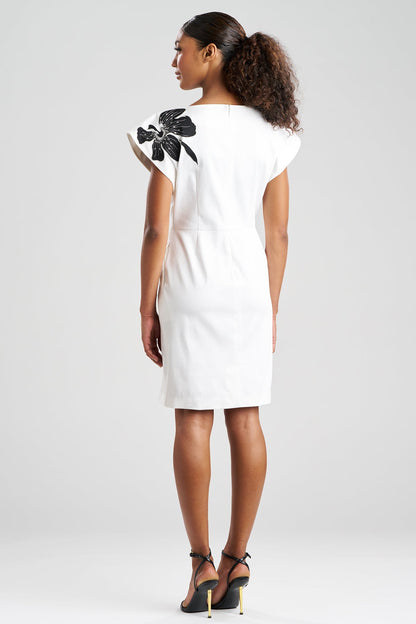 NATORI Cotton Chino Embroidered Mini Dress