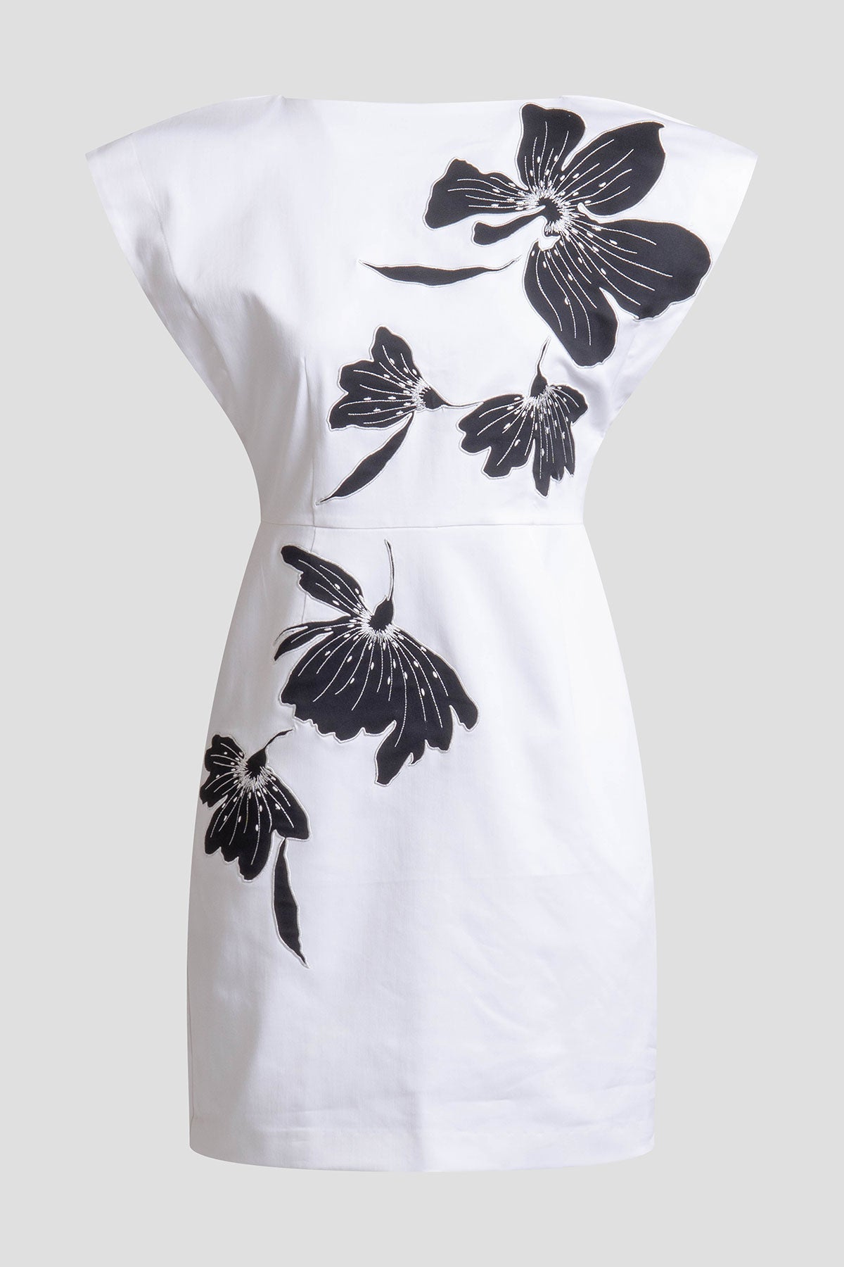 NATORI Cotton Chino Embroidered Mini Dress