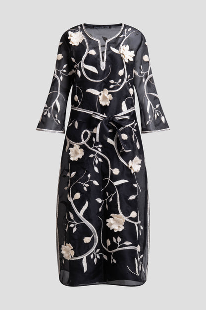 NATORI Couture Silk Organza Embellished Caftan