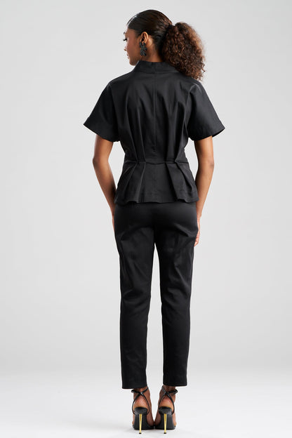 NATORI Cotton Chino Pleated Cap Sleeve Jacket