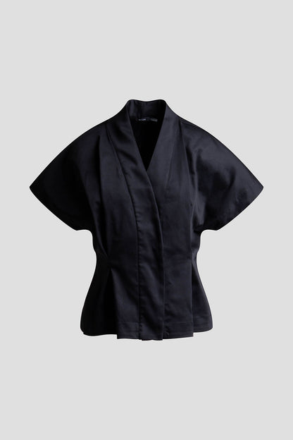 NATORI Cotton Chino Pleated Cap Sleeve Jacket