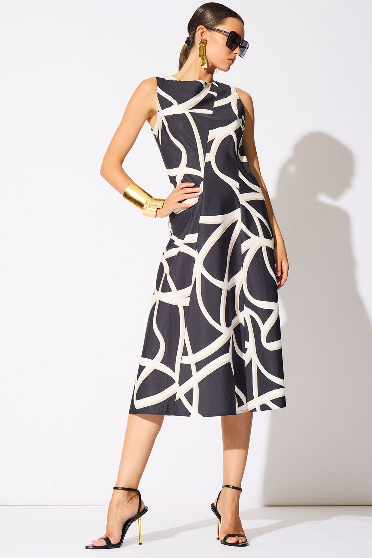 NATORI Spiral Cotton Taffeta Asymmetric Seam Dress