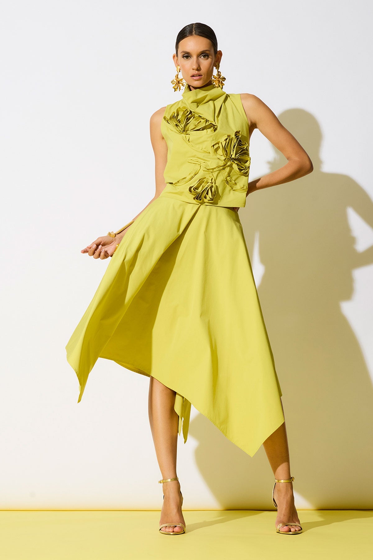 NATORI Tech Cotton Taffeta Handkerchief Hem Skirt