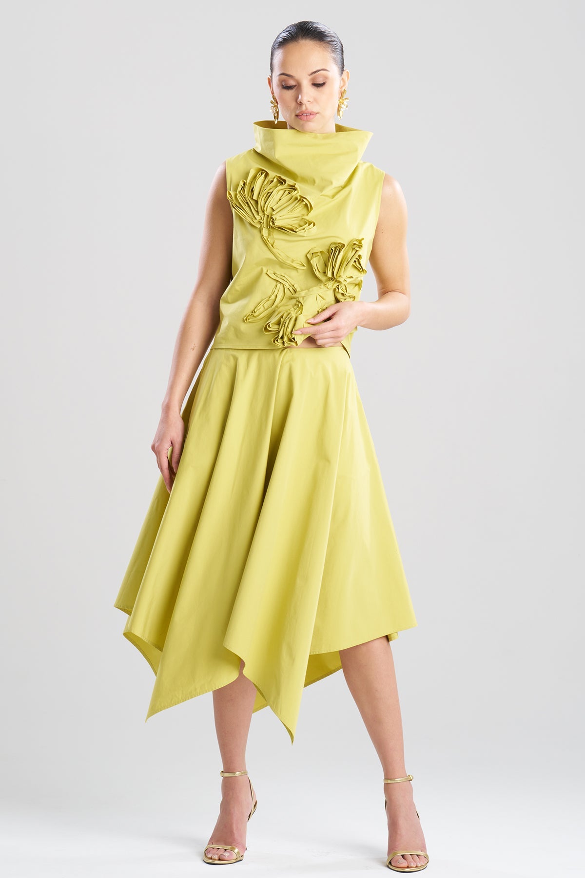 NATORI Tech Cotton Taffeta Handkerchief Hem Skirt