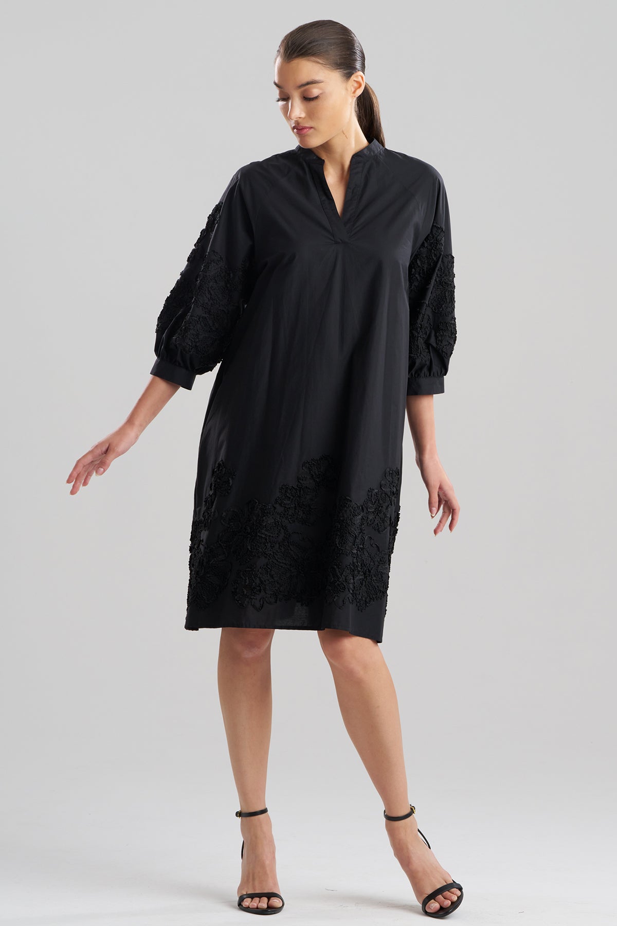 NATORI Carnation Embroidery Cotton Voile Dress