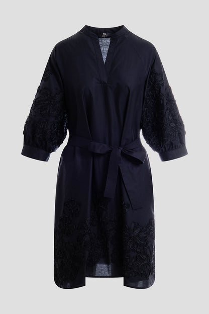 NATORI Carnation Embroidery Cotton Voile Dress