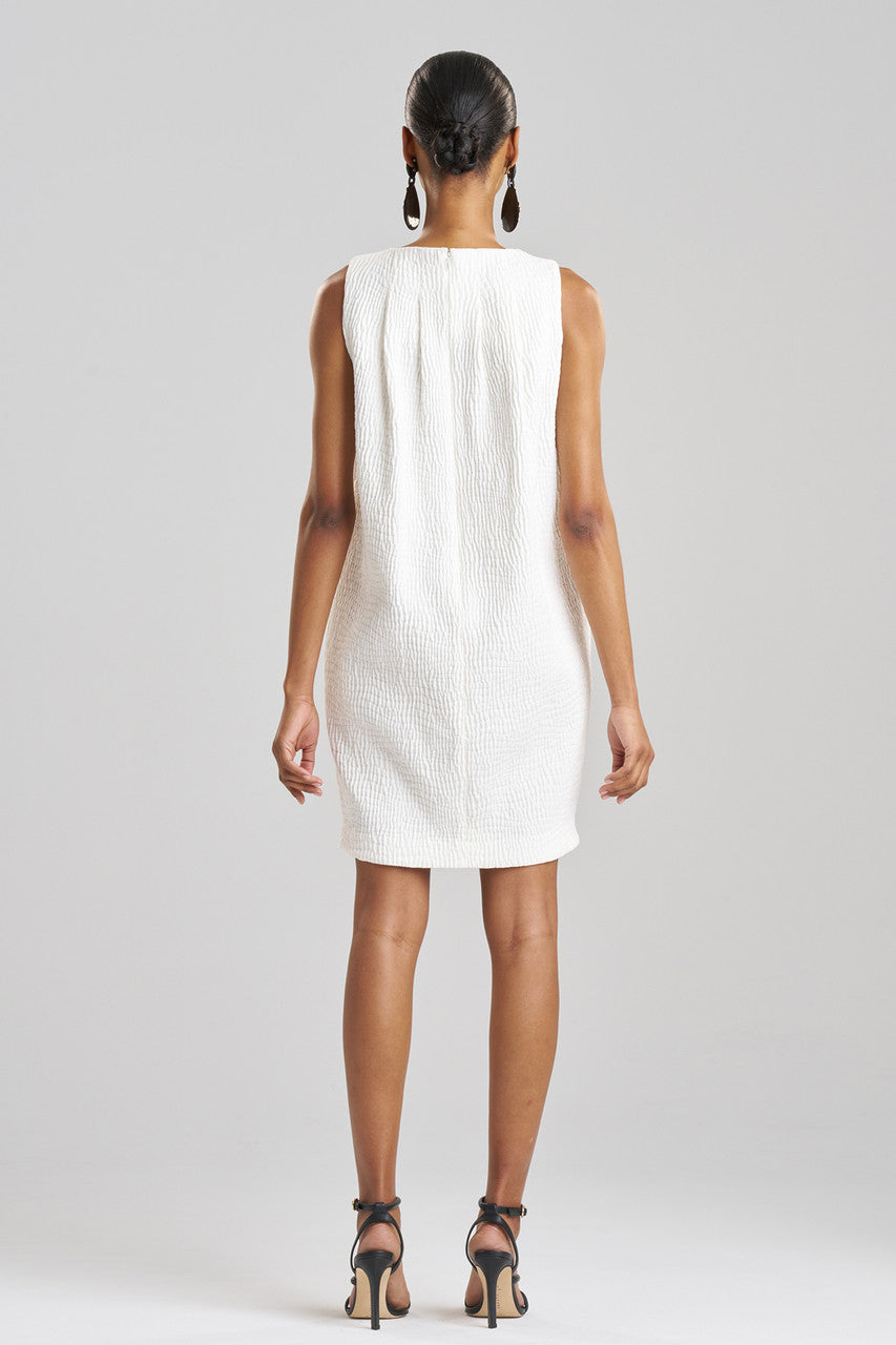 NATORI Buy Textured Cotton Jacquard Shift Dress in White Online