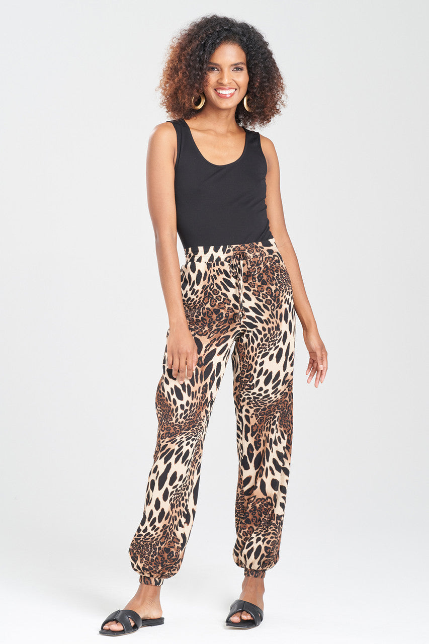 NATORI Buy Leopard Cotton Gauze Pants in Chestnut Online