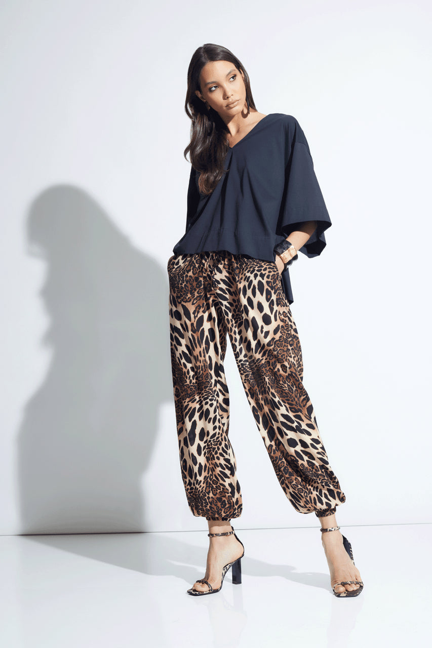 NATORI Buy Leopard Cotton Gauze Pants in Chestnut Online