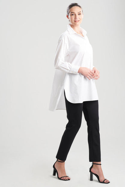 NATORI Buy Cotton Poplin Oversized Half Placket Shirt in White Online