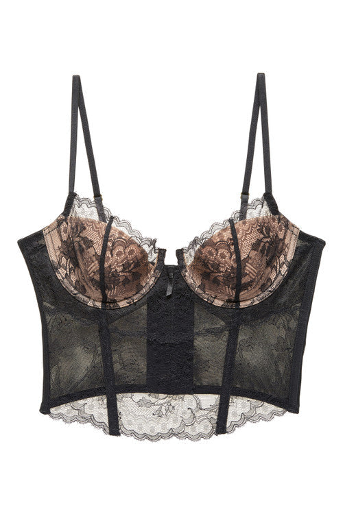 NATORI Buy Chantilly Lace Bustier in Black/Buff Online