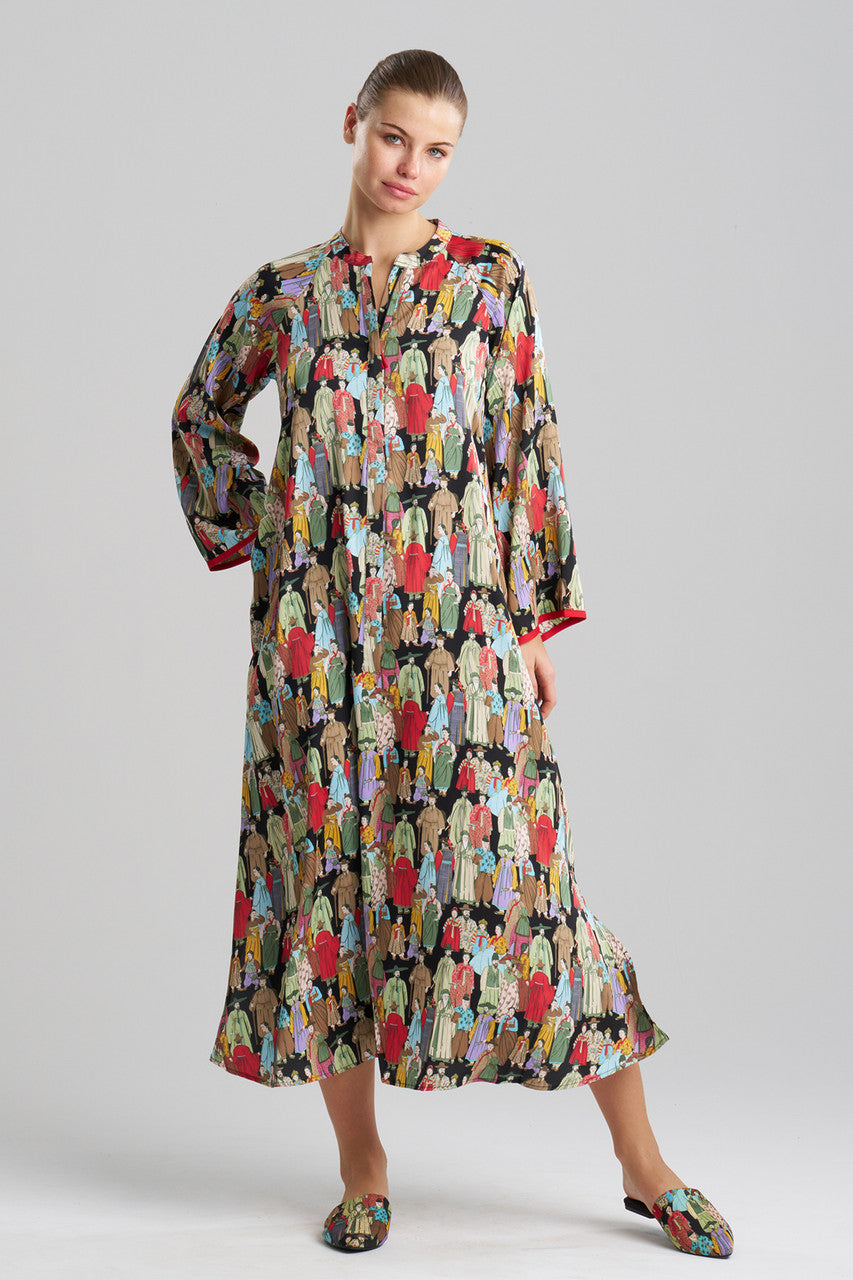 NATORI Buy Dynasty Mandarin Zip Caftan in Black Online