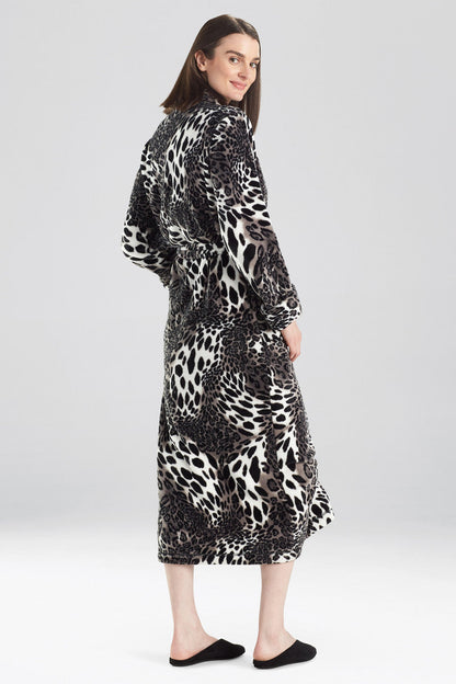 NATORI Buy Plush Leopard Robe in Black Online