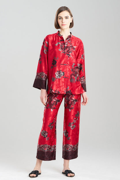 NATORI Buy Imperial Dragon Jacquard Mandarin PJ in Red Online