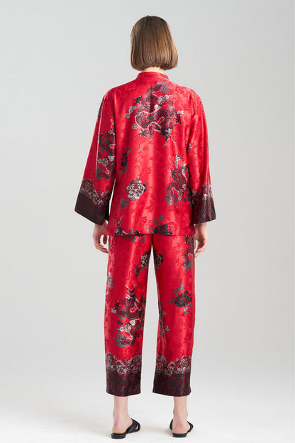 NATORI Buy Imperial Dragon Jacquard Mandarin PJ in Red Online