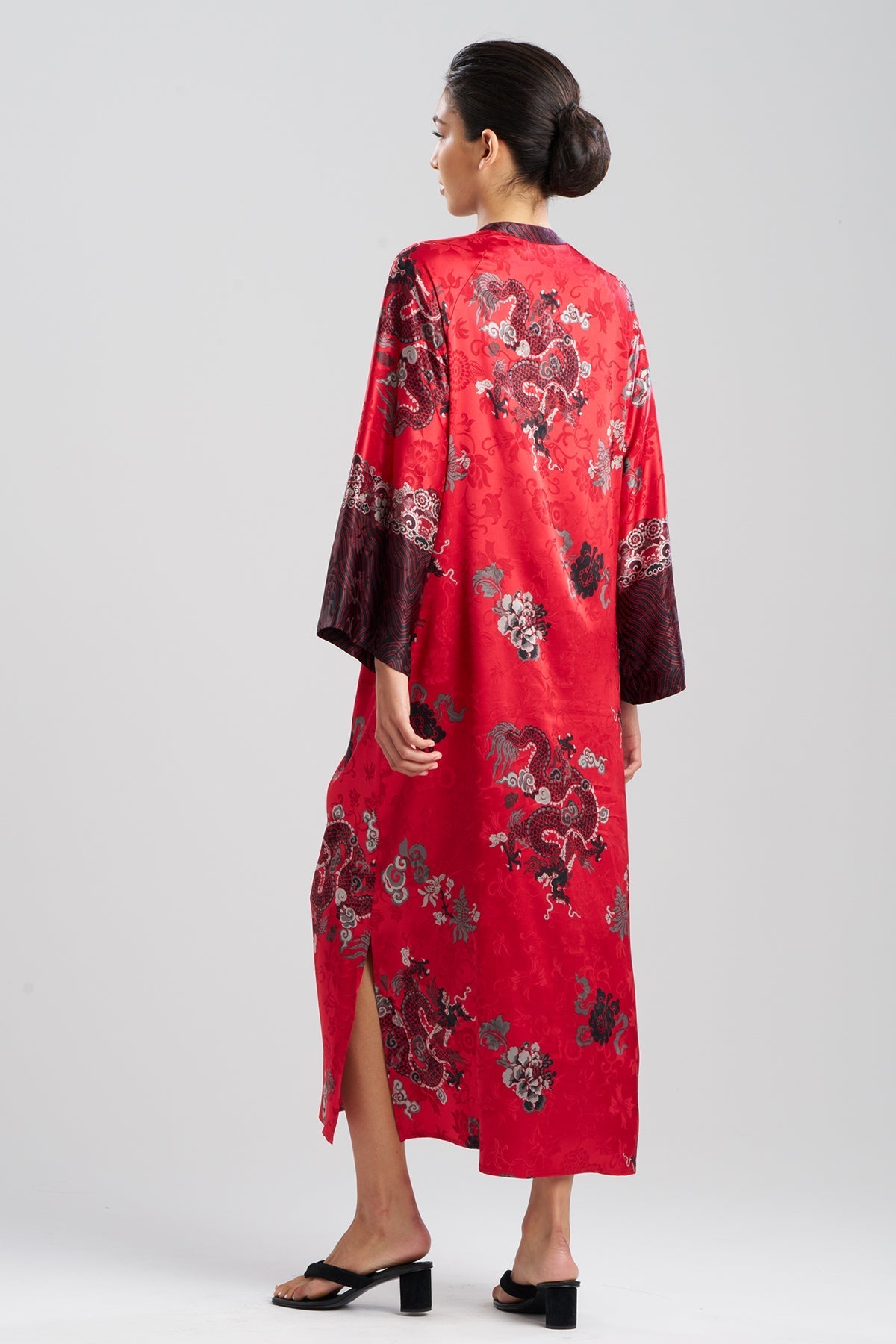 NATORI Buy Imperial Dragon Jacquard Zip Caftan in Red Online