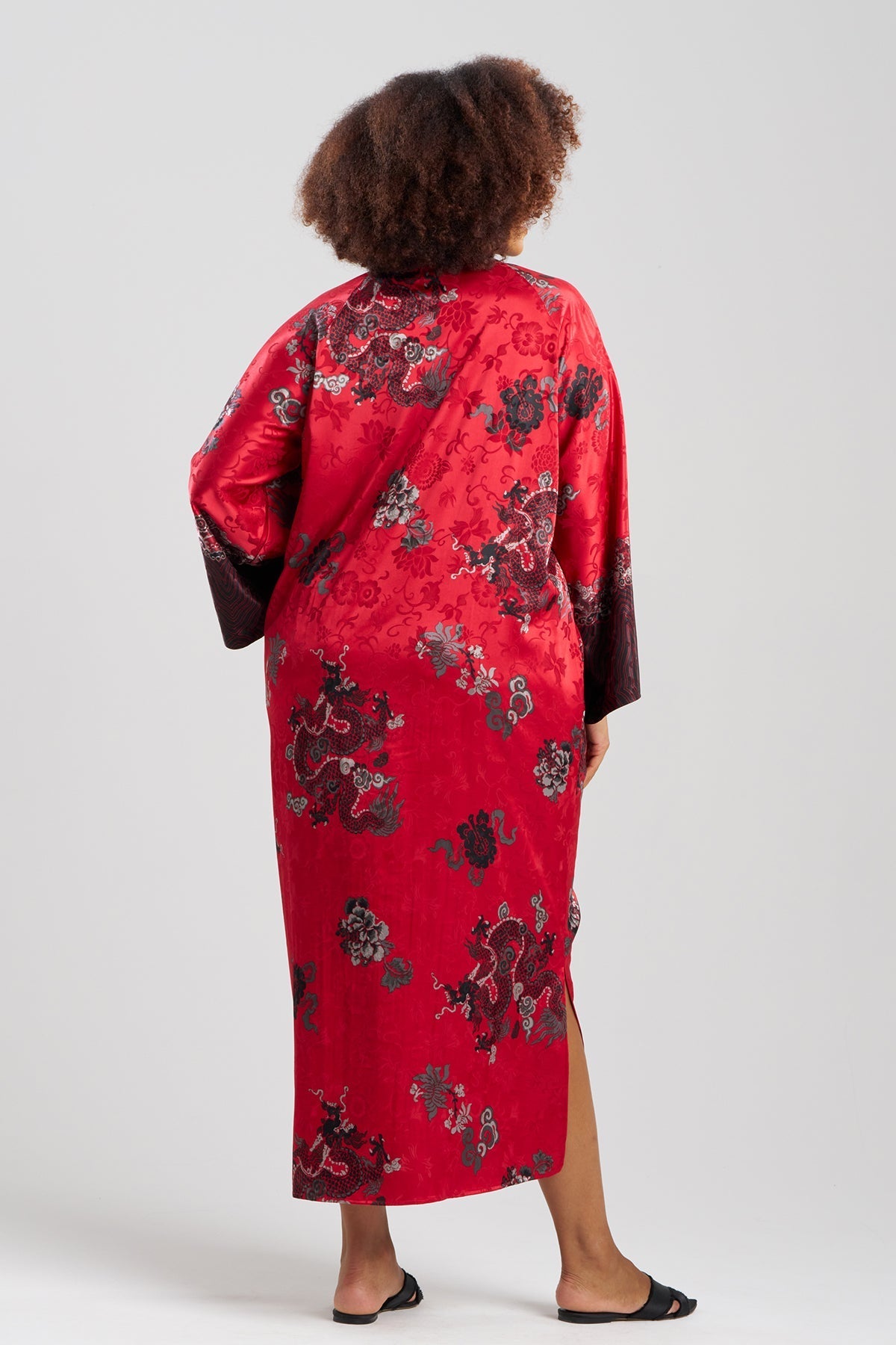 NATORI Buy Imperial Dragon Jacquard Zip Caftan in Red Online