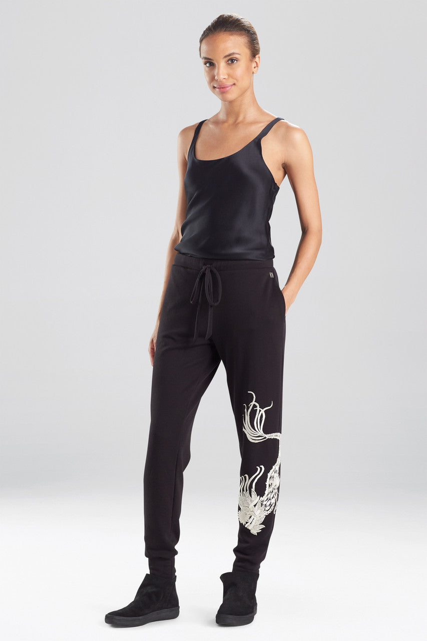 NATORI Buy Cocoon Dragon Embroidered Jogger Pants in Black Online