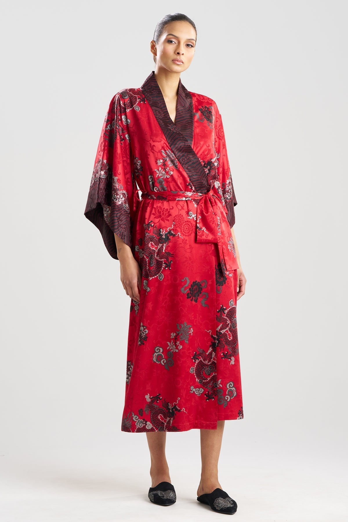NATORI Buy Imperial Dragon Jacquard Robe in Red Online