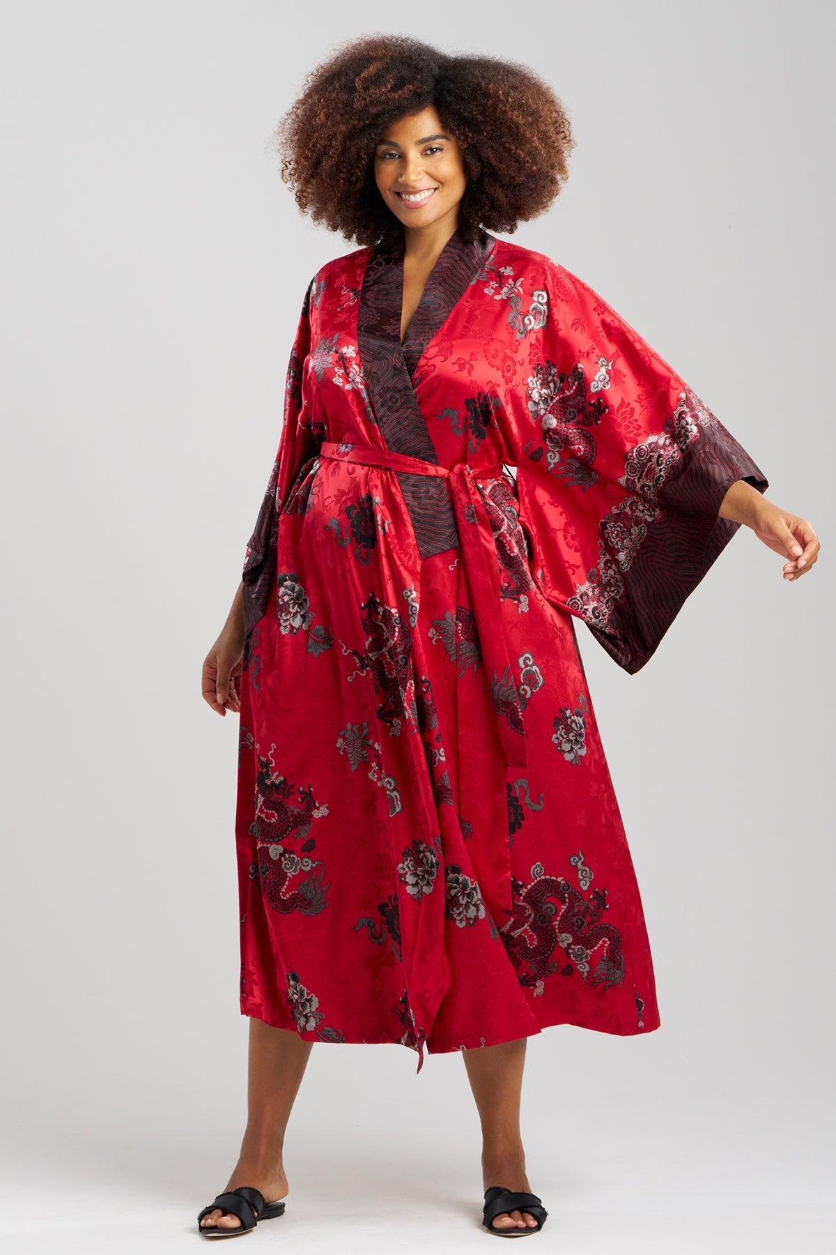NATORI Buy Imperial Dragon Jacquard Robe in Red Online