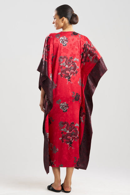 NATORI Buy Imperial Dragon Jacquard Caftan in Red Online