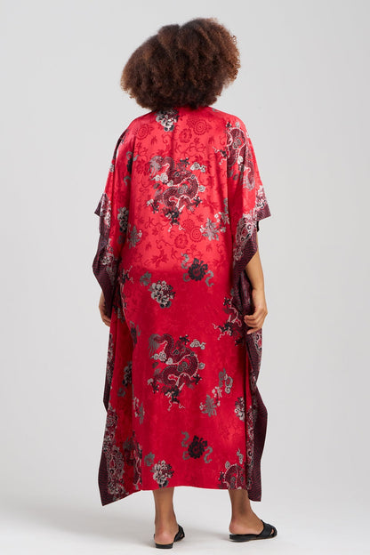NATORI Buy Imperial Dragon Jacquard Caftan in Red Online