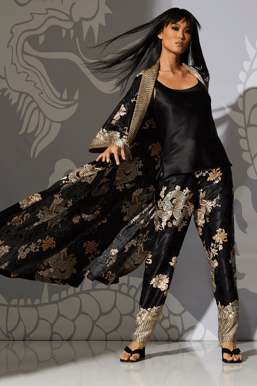 NATORI Buy Imperial Dragon Jacquard Pants in Black Online