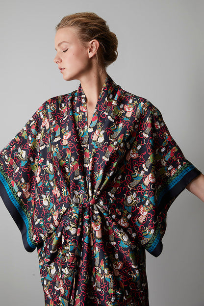 NATORI Buy Tea Garden Robe in Black Multi Online