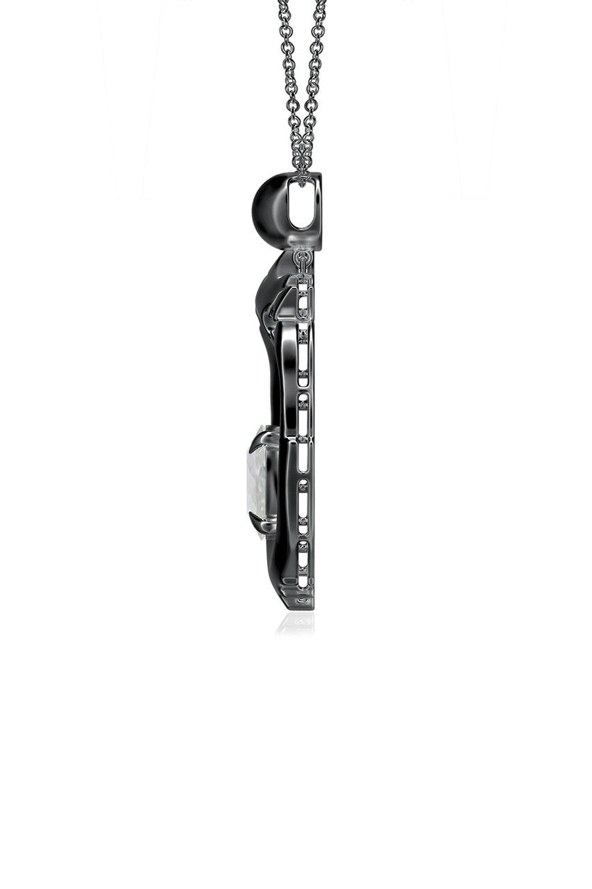NATORI Buy Dragon Midnight Silver & White Topaz Slider Pendant Necklace in Midnight Silver Online