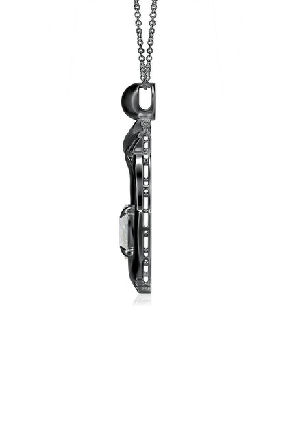 NATORI Buy Dragon Midnight Silver & White Topaz Slider Pendant Necklace in Midnight Silver Online