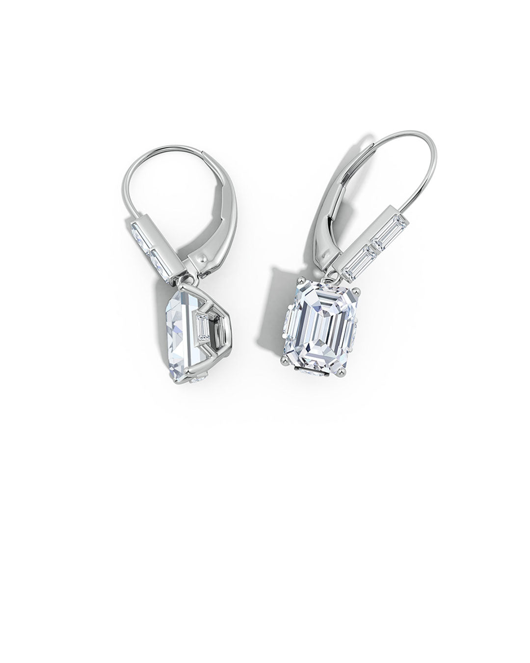 NATORI Buy Orient Express Lab-Grown 14K Gold & Emerald Cut Diamond Earrings in 14K White Gold Online