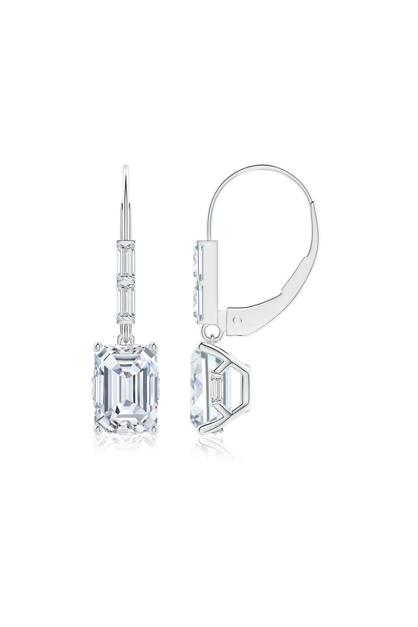 NATORI Buy Orient Express Lab-Grown 14K Gold & Emerald Cut Diamond Earrings in 14K White Gold Online