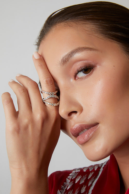 NATORI Buy Shangri-La Brushstroke 14K Gold and Diamond Full Eternity Stacking Ring in 14K Rose Gold Online
