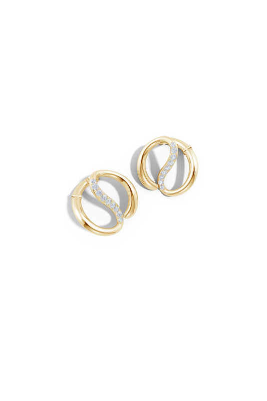 NATORI Buy Shangri-La Yin-Yang 14K Gold and Diamond Medium Button Stud Earrings in 14K Yellow Gold Online