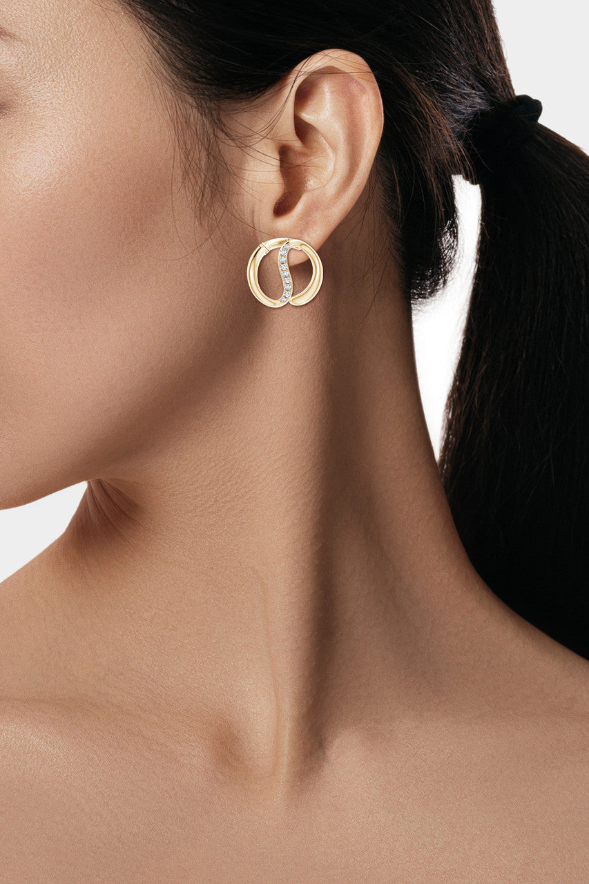 NATORI Buy Shangri-La Yin-Yang 14K Gold and Diamond Medium Button Stud Earrings in 14K Yellow Gold Online