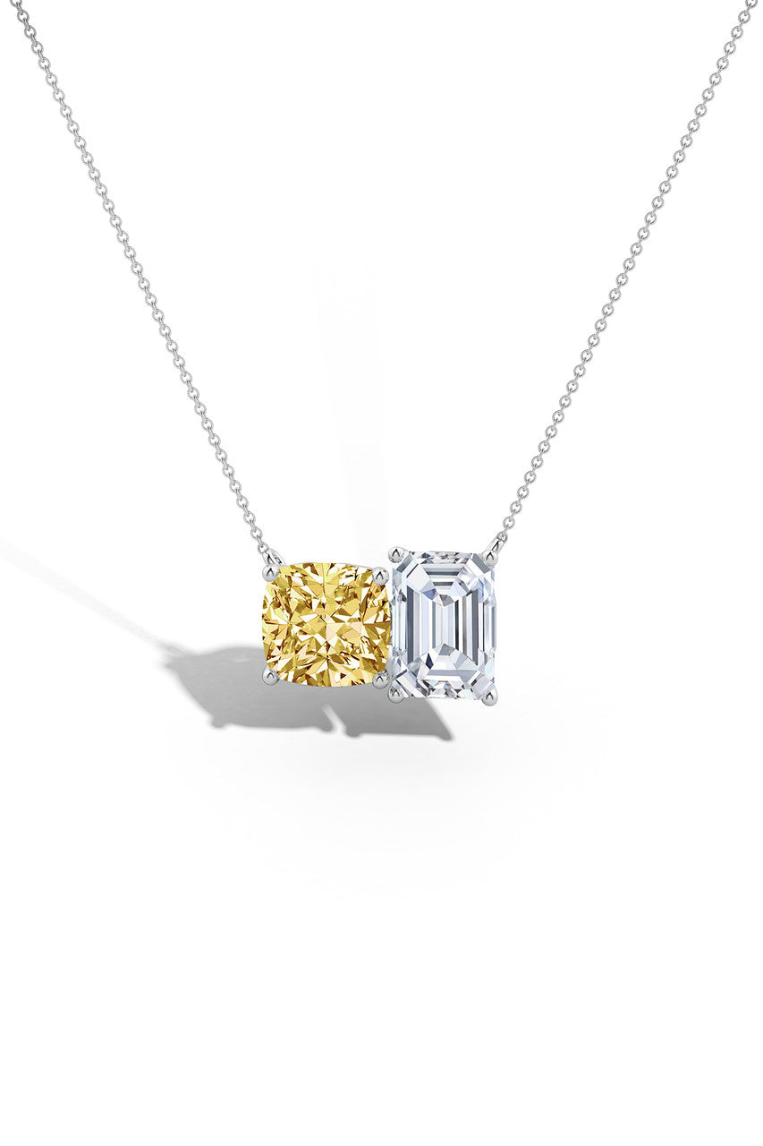 NATORI Buy Orient Express Lab-Grown 14K Gold with Yellow & White Diamond Two Stone Pendant Necklace in 14K White Gold Online