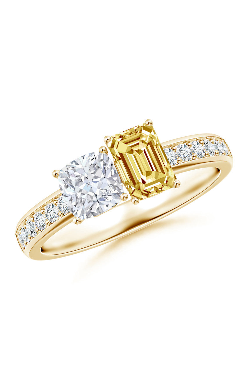 NATORI Buy Orient Express Lab-Grown 14K Gold with White & Yellow Diamond Two Stone Ring in 14K Yellow Gold Online