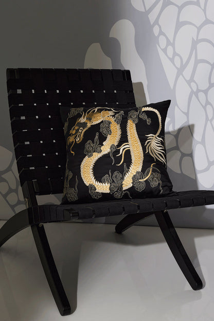 NATORI Buy Luxe Charm Dragon Embroidered Pillow in Black Online