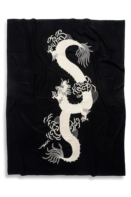 NATORI Buy Mayon Dragon Embroidery Throw in Black/Ivory Online