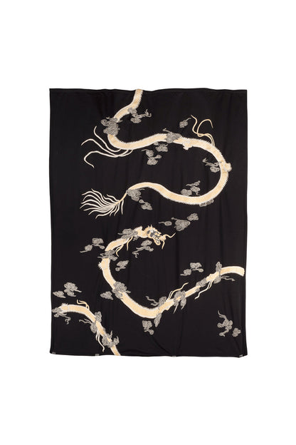 NATORI Buy Cocoon Dragon Embroidered Throw in Black/White Online
