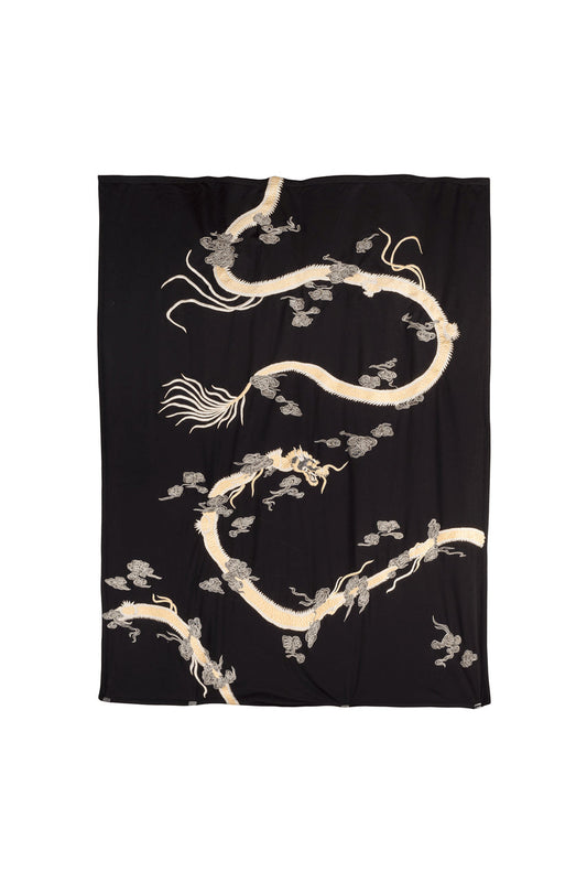 NATORI Buy Cocoon Dragon Embroidered Throw in Black/White Online