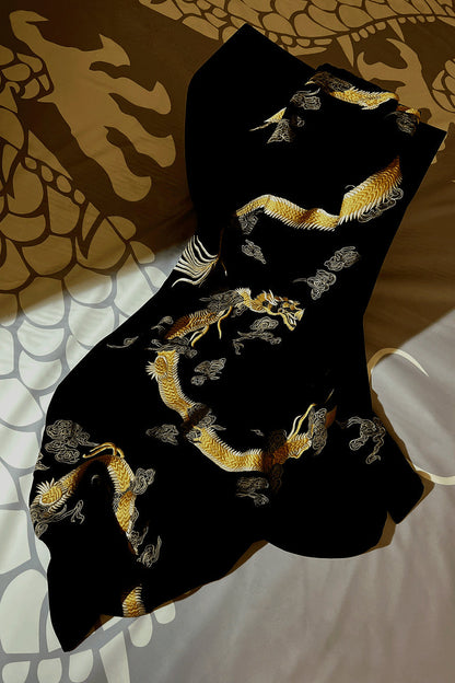 NATORI Buy Cocoon Dragon Embroidered Throw in Black/White Online