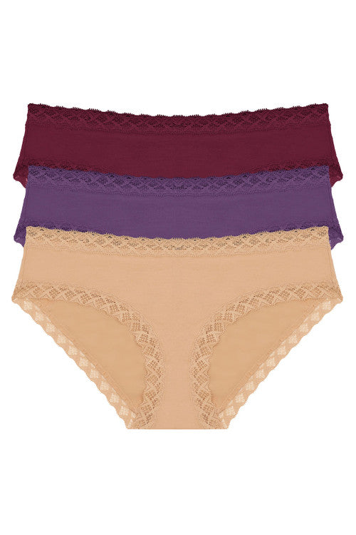 NATORI Buy Bliss Girl Brief 3 Pack in Cabernet/Blue Lavender/Café Online
