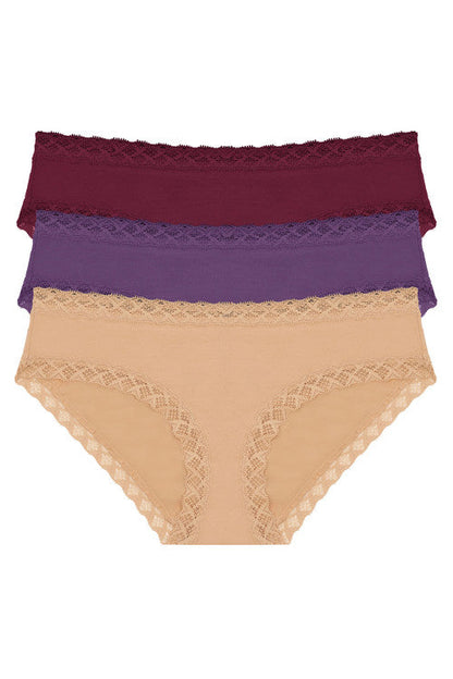 NATORI Buy Bliss Girl Brief 3 Pack in Cabernet/Blue Lavender/Café Online