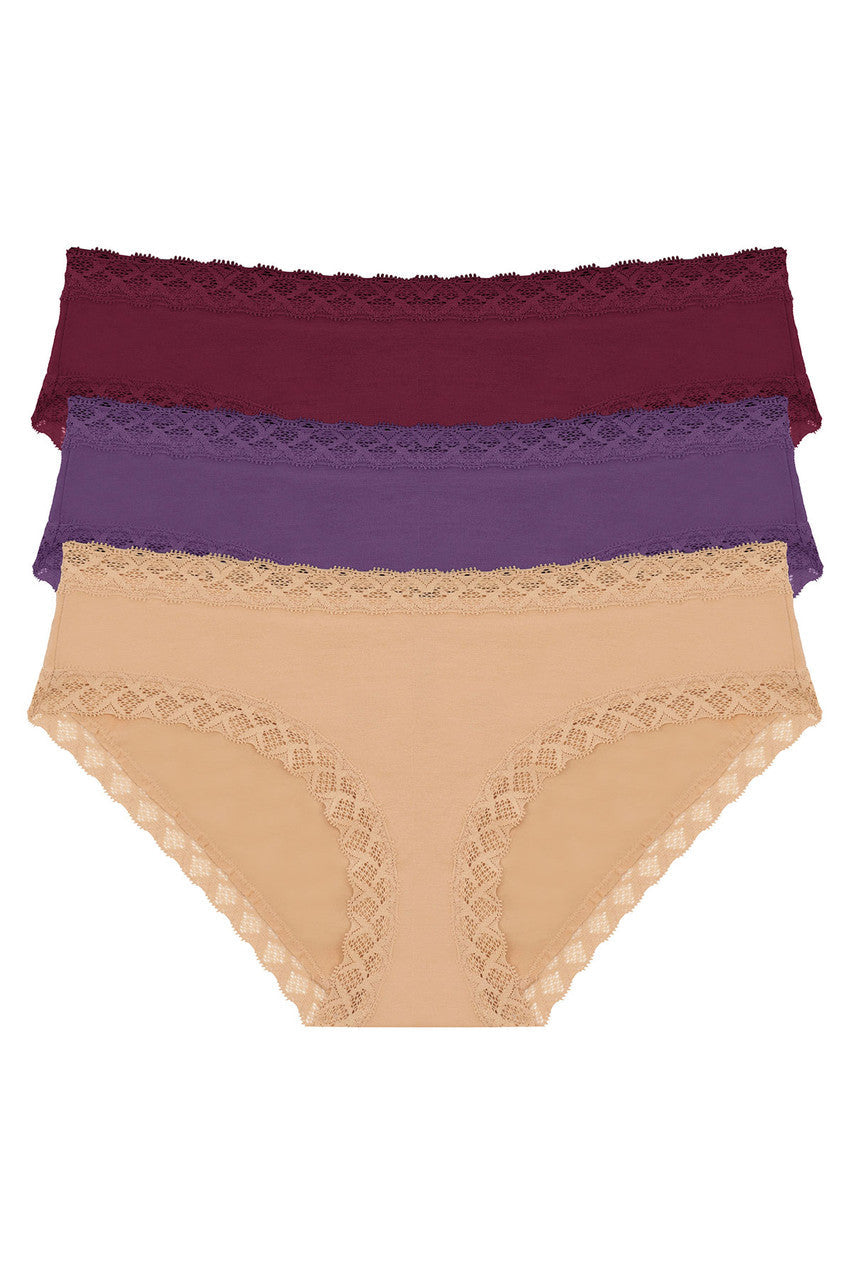 NATORI Buy Bliss Girl Brief 3 Pack in Cabernet/Blue Lavender/Café Online