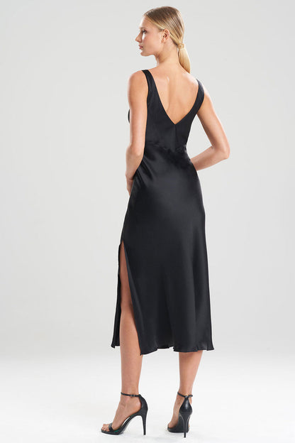 NATORI Buy Key Essentials Silk V-Neck Gown in Black Online