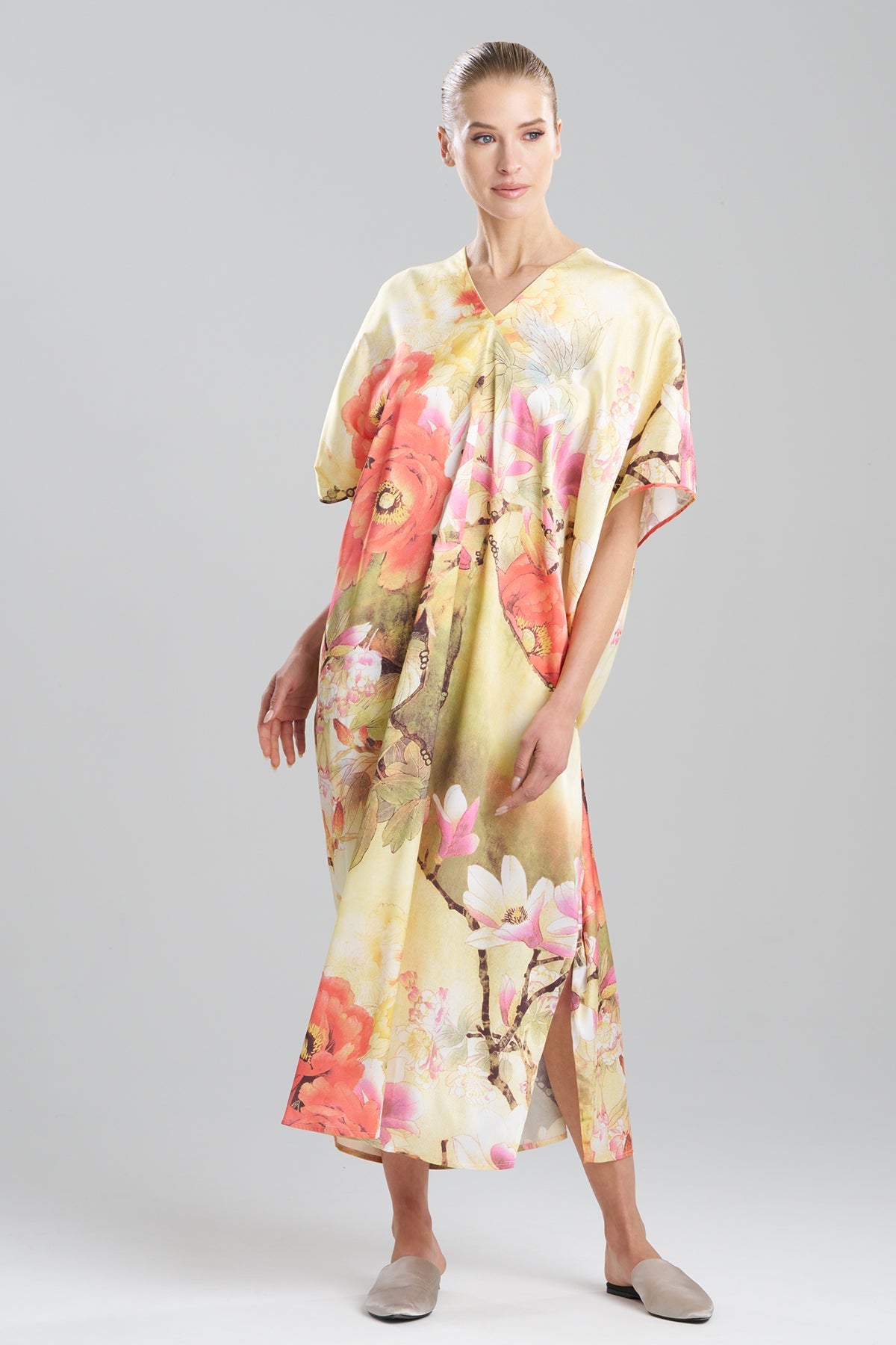 NATORI Floral Garden V-Neck Caftan