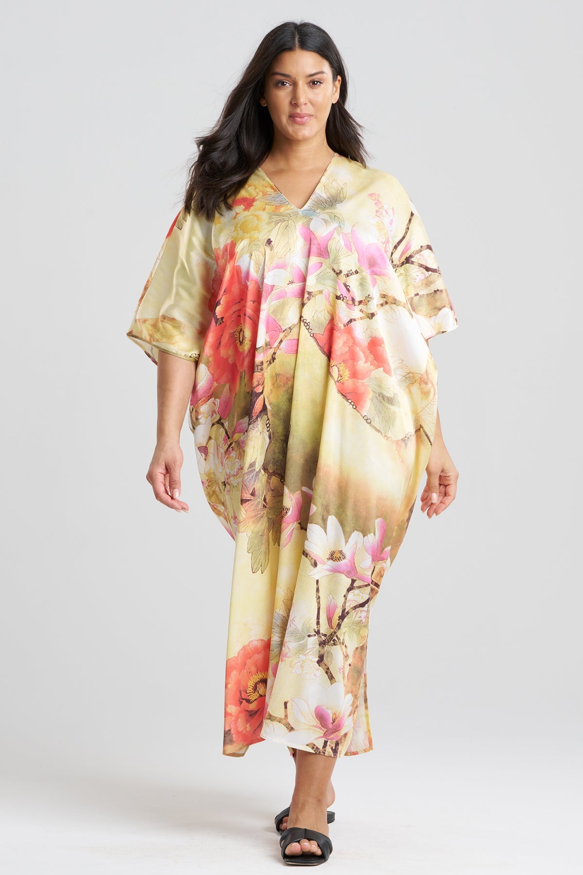 NATORI Floral Garden V-Neck Caftan